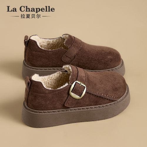 拉夏贝尔秋冬勃肯鞋女加绒加厚2025新款厚底增高百搭保暖加厚棉鞋主图