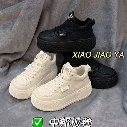 XIAOJIAOYA【中帮板鞋】百搭厚底潮流高帮休闲鞋（跟高5.5筒高7）