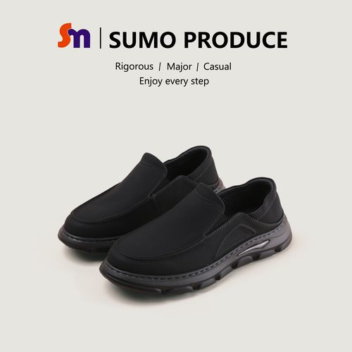 素陌爸爸鞋真皮豆豆鞋男士一脚蹬休闲鞋轻便防滑健步鞋秋季8916主图