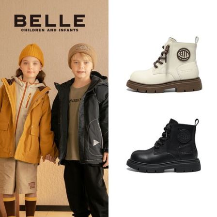 百丽儿童25秋冬新款复古简约马丁靴潮流工装靴户外靴时尚RK0455