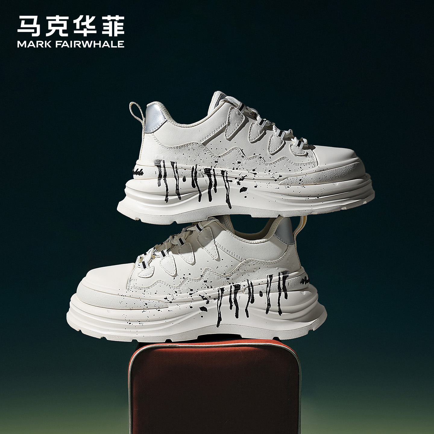 马克华菲小白鞋男2025新款秋季休闲鞋男鞋街头潮流增高鞋男士板鞋主图
