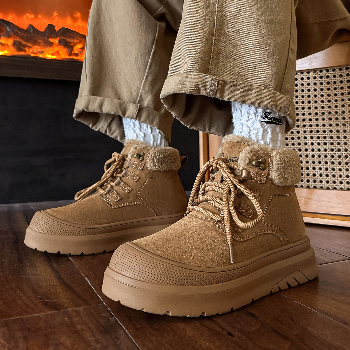 雪地靴男新款冬季东北零下40°加绒加厚保暖马丁靴抗寒毛领大棉鞋主图