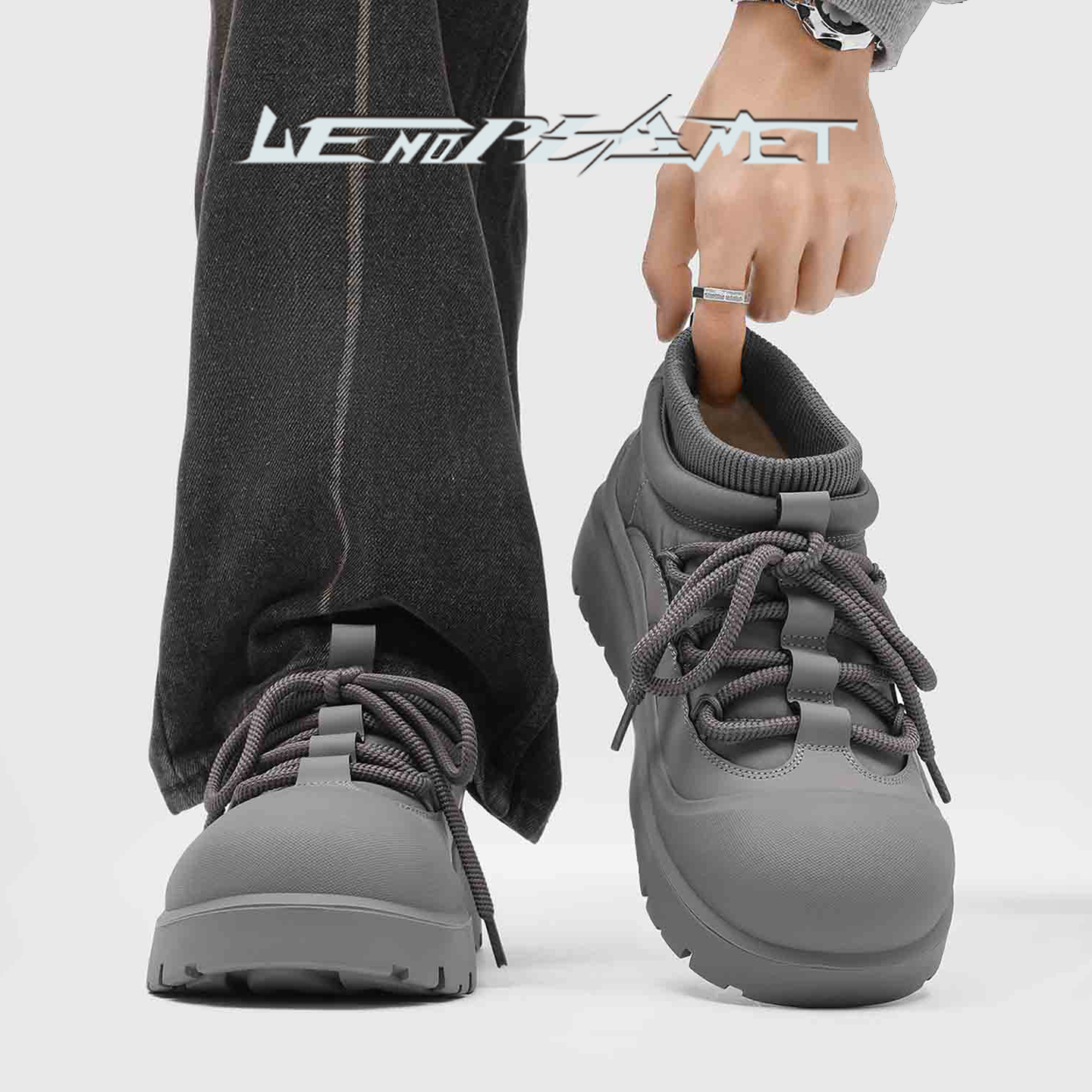 上野行星冬季低帮雪地靴男女款加绒保暖厚底棉鞋时尚百搭面包鞋主图