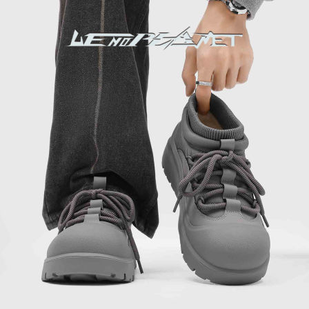 上野行星冬季低帮雪地靴男女款加绒保暖厚底棉鞋时尚百搭面包鞋