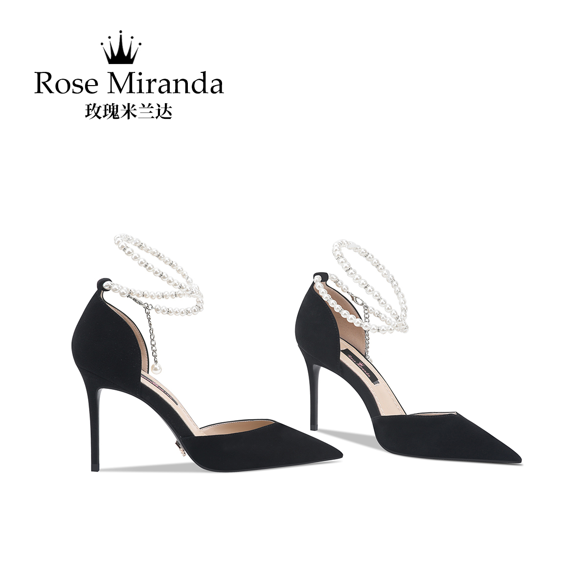 RoseMiranda玫瑰米兰达纪念高跟鞋黑色真皮手工凉鞋女春夏新款主图