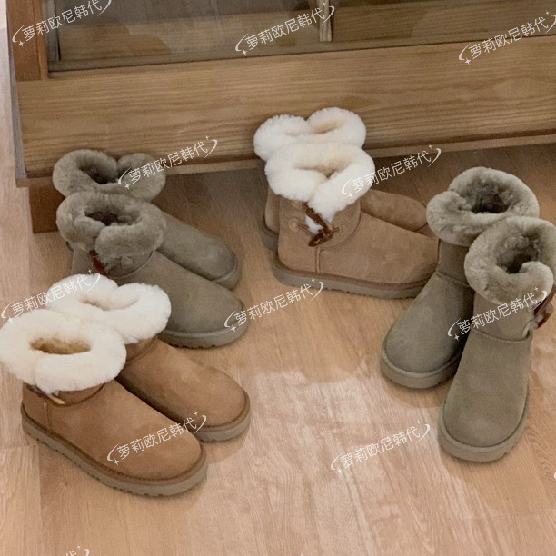 Onni 25秋冬经典款皮毛一体保暖中低筒牛角扣雪地靴主图