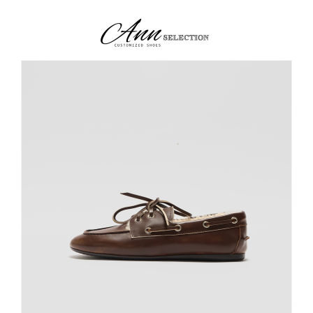 ANN英伦风做旧毛毛鞋女2025秋冬新款系带棕色百搭棉鞋乐福小皮鞋