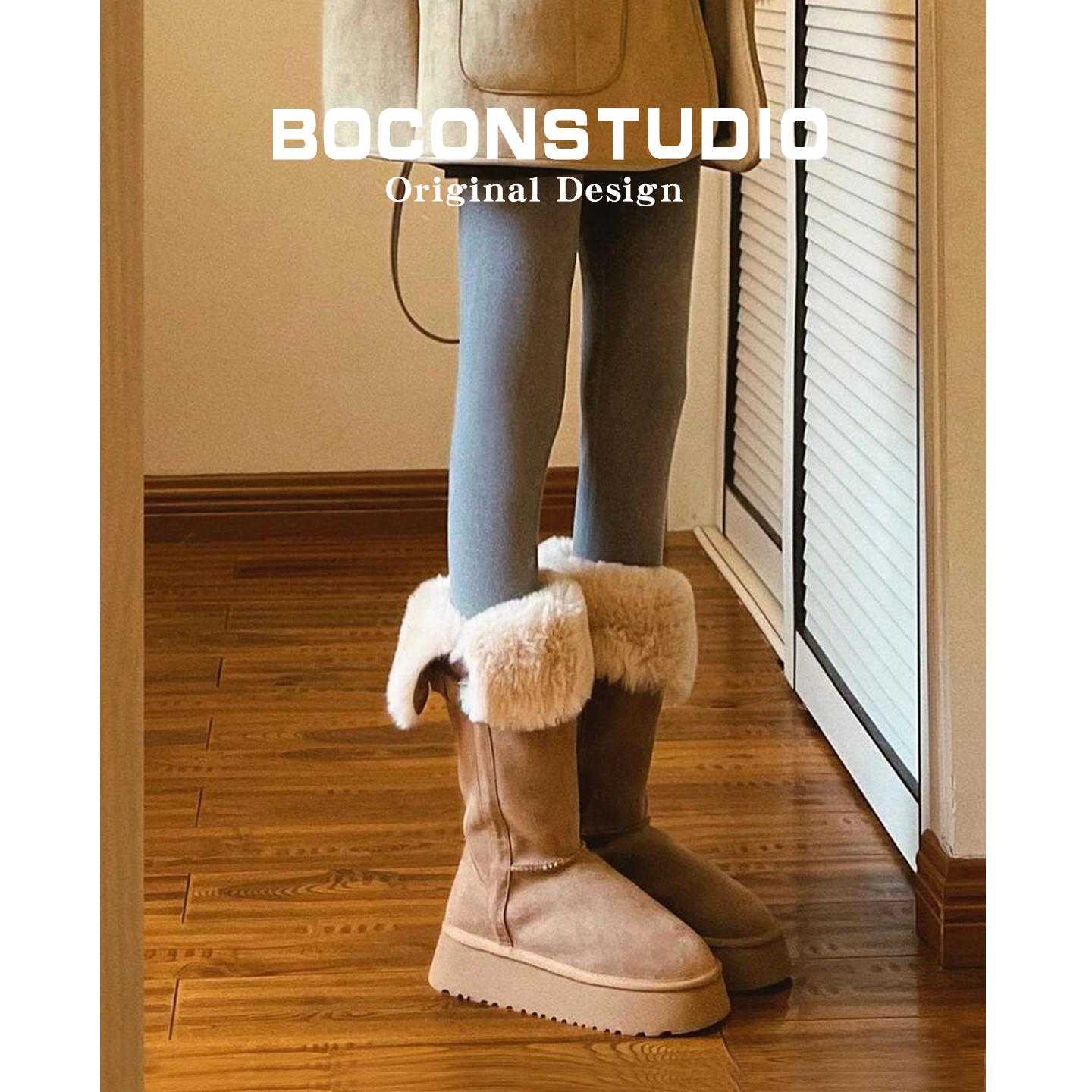 内增高~厚底高筒雪地靴女2025冬季保暖加绒长筒靴两穿东北棉鞋子主图