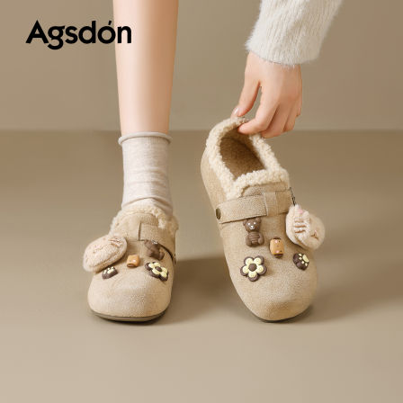 奥古狮登厚底勃肯鞋女2025新款秋冬季外穿保暖棉鞋子卡通加绒单鞋