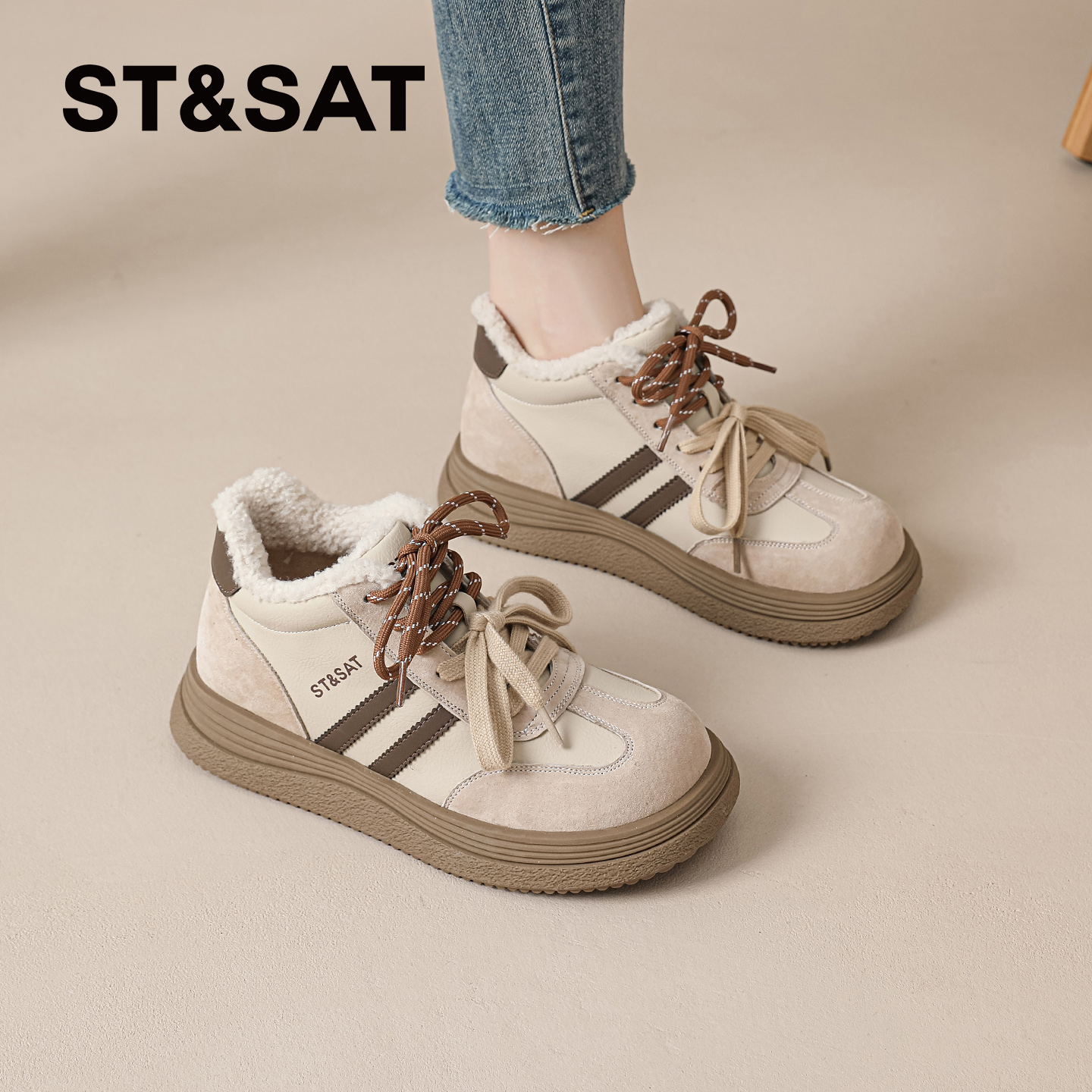 星期六雪地靴女2025冬季加绒保暖棉鞋厚底休闲运动鞋加厚高帮鞋爆主图