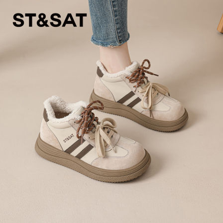 星期六雪地靴女2025冬季加绒保暖棉鞋厚底休闲运动鞋加厚高帮鞋爆