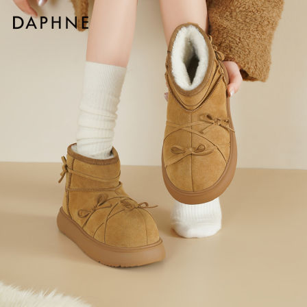 达芙妮厚底雪地靴女款2025新款冬季大头鞋子面包鞋加绒保暖棉鞋女