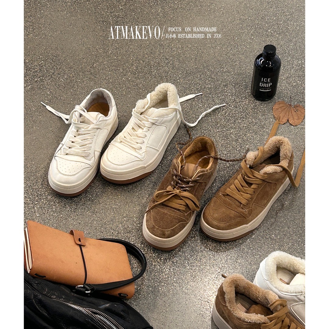 吕小布 | 小白鞋继承者 秋冬加绒版绒里羊毛加厚保暖御寒板鞋0722主图