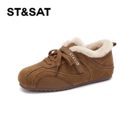 星期六复古德训鞋女2025冬季新款加绒保暖户外百搭时尚休闲阿甘鞋