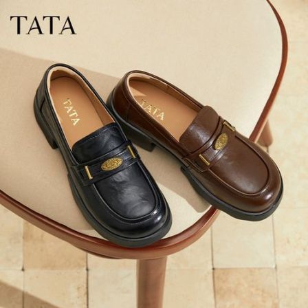 【琥珀流光】TATA他她2025秋新款休闲圆头乐福鞋英伦单鞋女ETV01CA5