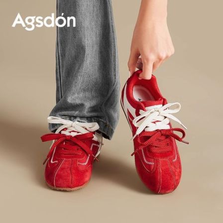 【奥古狮登】多巴胺德训鞋女复古双鞋带跟高2.5cm休闲鞋B153394AA