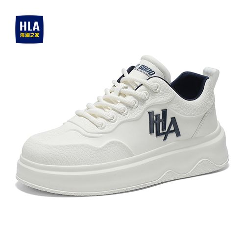 HLA/海澜之家秋冬新款印花男鞋 厚底增高板鞋 百搭高级感小白鞋男主图