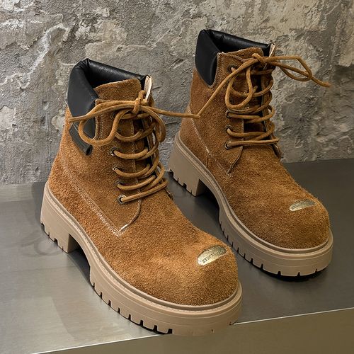 工装靴厚底沙漠靴男女同款中帮复古风男士系带圆头大黄靴潮马丁靴主图