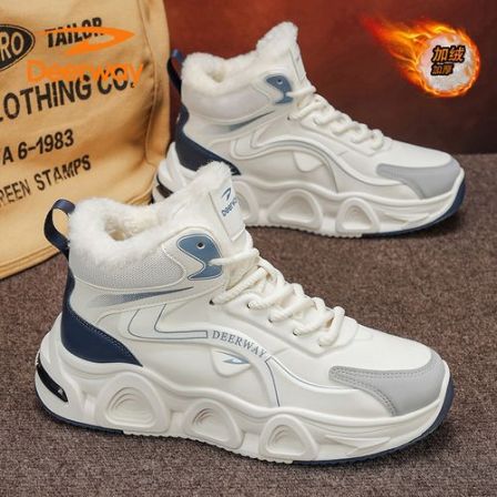 德尔惠高帮棉鞋秋冬新款加绒加厚运动老爹鞋防滑耐磨厚底雪地靴子