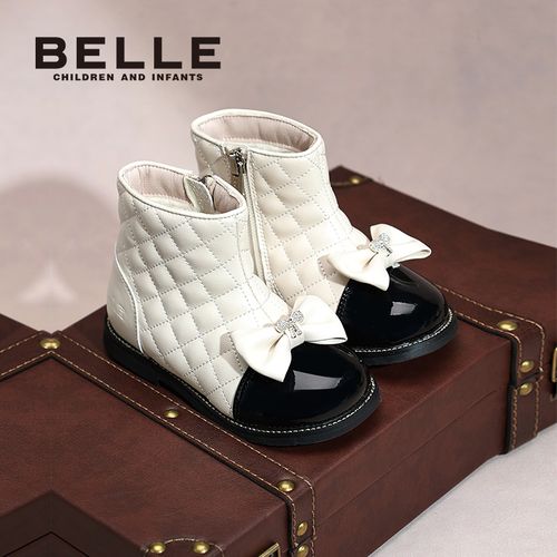 百丽新款时装短靴女童保暖童鞋二棉鞋女孩时装皮靴公主靴儿童鞋子主图