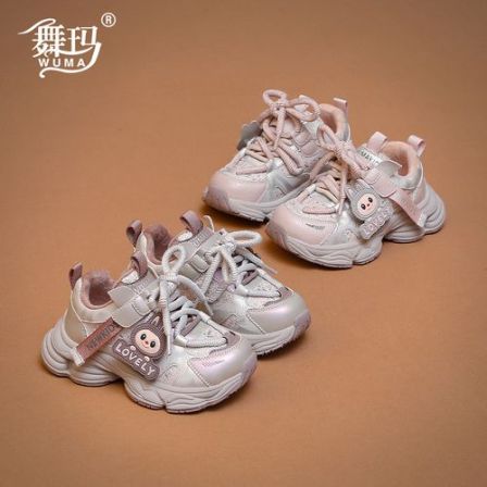 舞玛女童鞋子儿童运动鞋2025冬季轻便软底加绒防滑休闲鞋子547753