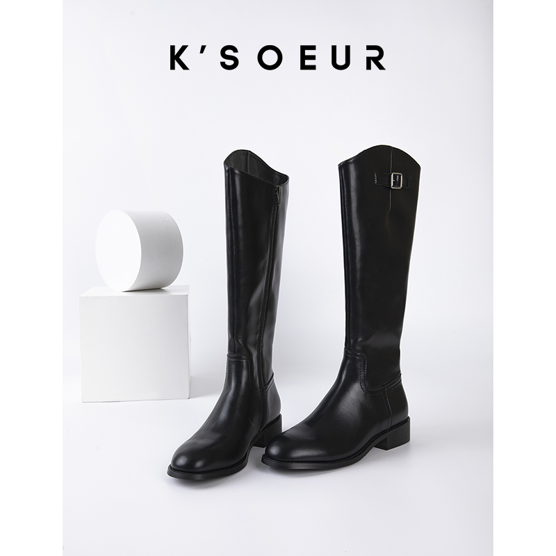 K姐 漫画腿骑士靴 气质加绒长筒瘦瘦靴高筒靴主图