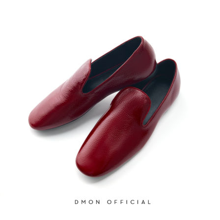 DMON法式小众_波尔多红头层小牛漆皮平底乐福鞋