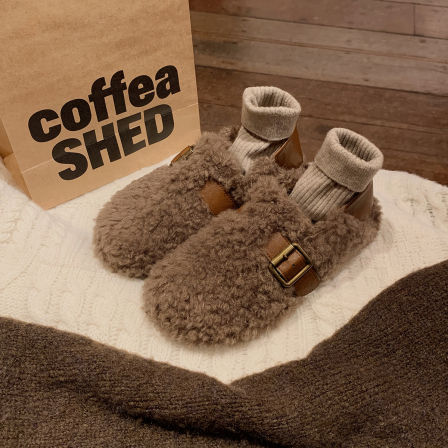 葡萄妈studiolee 可踩跟保暖拼色厚底金属扣带毛毛勃肯鞋女秋冬