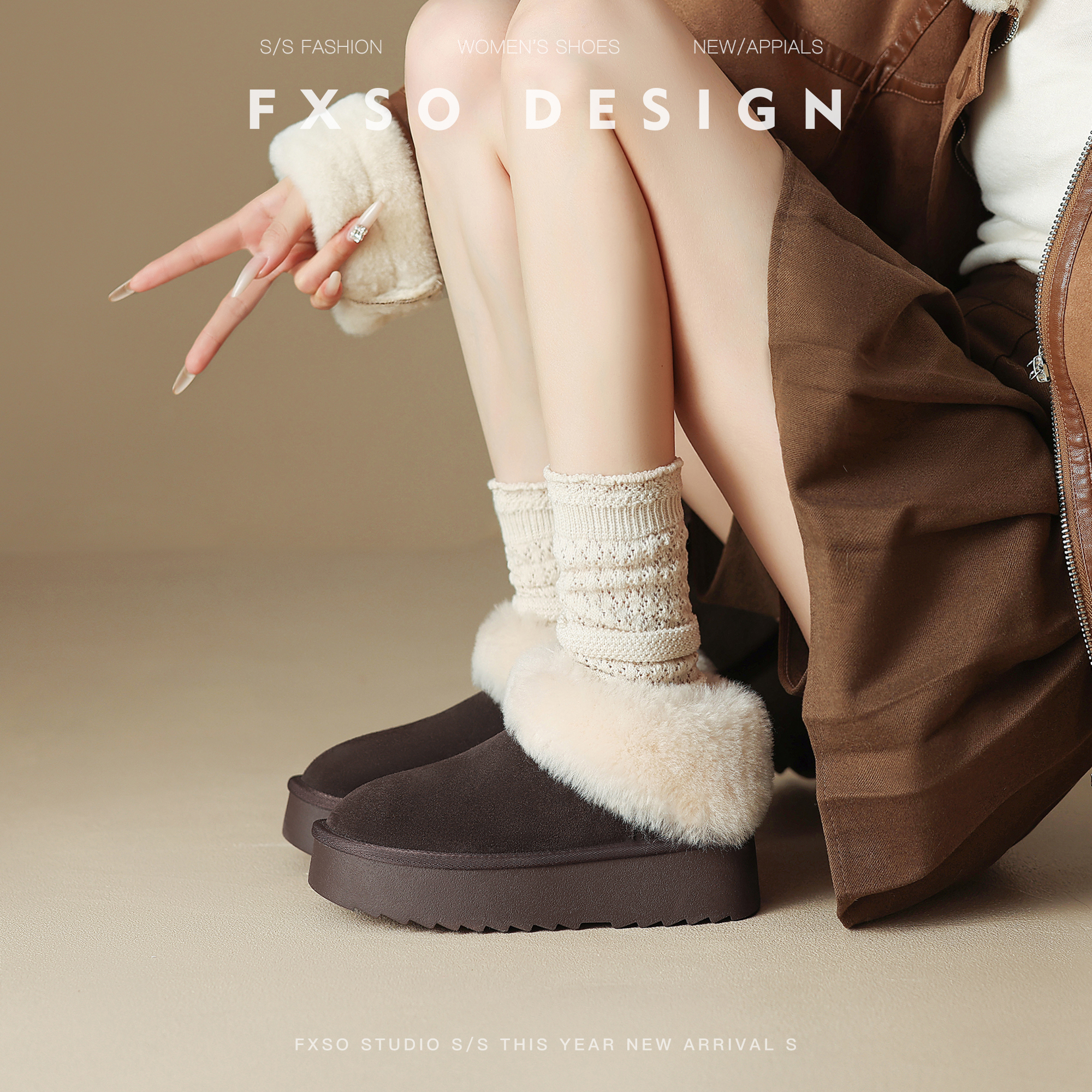 FXSO方巷2025冬季厚底低帮雪地靴女加绒加厚保暖防滑爆款棉鞋子女主图