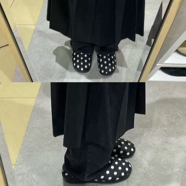 MUA-EE11韩代 小众SUBU JENNIE同款 保暖轻便舒适波点羽绒拖鞋主图