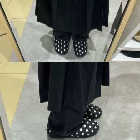 MUA-EE11韩代 小众SUBU JENNIE同款 保暖轻便舒适波点羽绒拖鞋