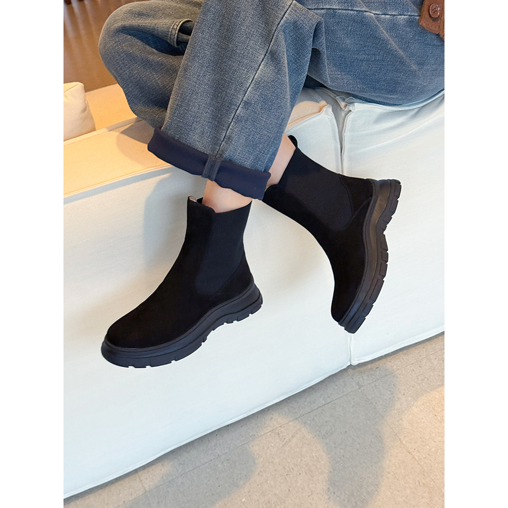 脚感舒服爆炸！！巨好看的早秋靴子，极简任意搭厚底洋气小短靴主图
