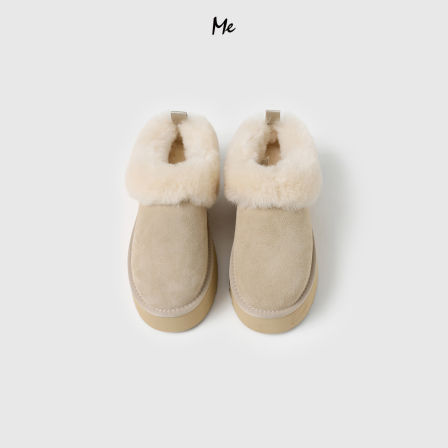 ME【U磨砂真皮加绒毛毛半拖】重磅牛反绒百搭时尚保暖鞋子MESA400