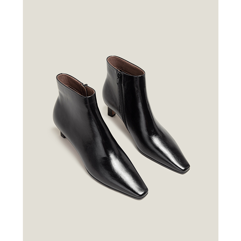 【鞋匠女王×極简極奢】ROW风方头细跟及踝靴中跟短靴切尔西靴子主图