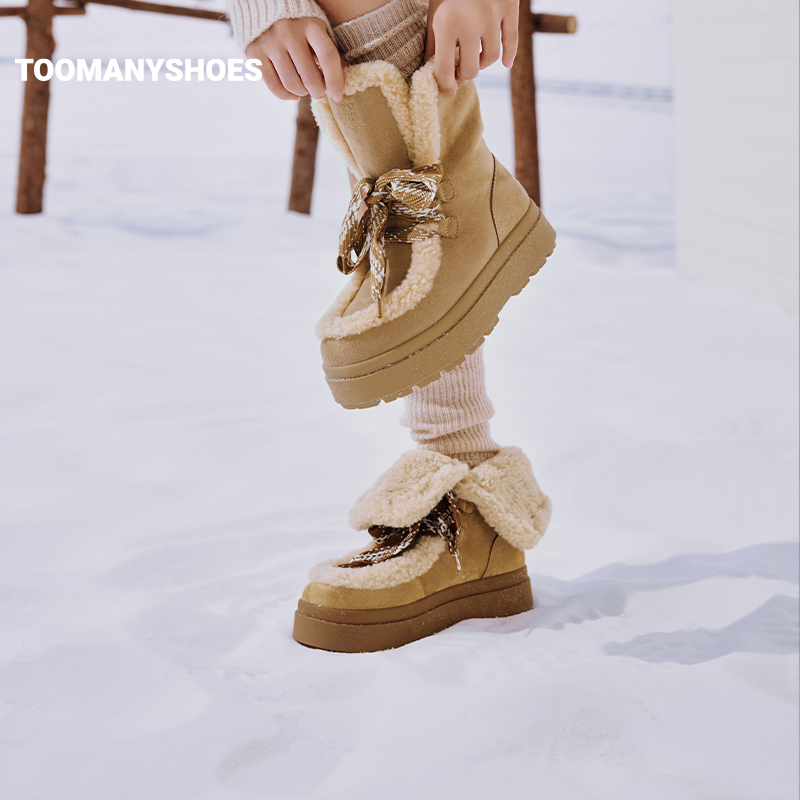 【主播推荐】Toomanyshoes雪地靴北欧小镇厚底毛毛鞋主图