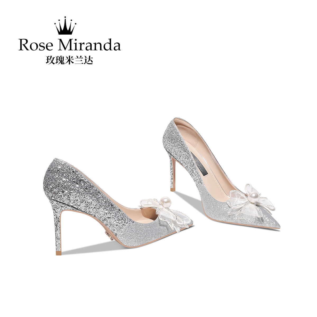 RoseMiranda玫瑰米兰达纪念高跟鞋宴会婚鞋新婚浅口细跟单鞋女主图
