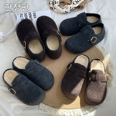 【韩国신상품  】凯撒KAISER加绒毛呢懒人秋冬复古勃肯鞋KS7839/KS7850