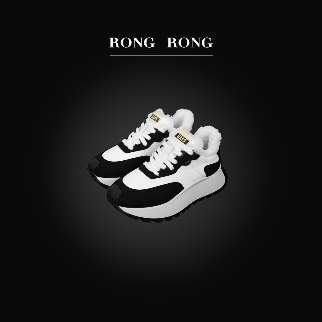 溶溶 RONGRONG 真皮内里羊羔毛保暖百搭休闲鞋GM126-1主图