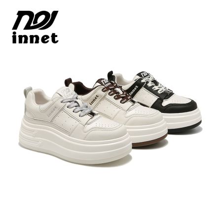 INNET【棉花糖】2025秋季新款系带拼色时尚小白鞋女1016