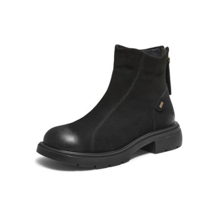 TATA他她2025冬新款百搭时装靴时尚休闲短靴复古质感女靴WXB05DD5