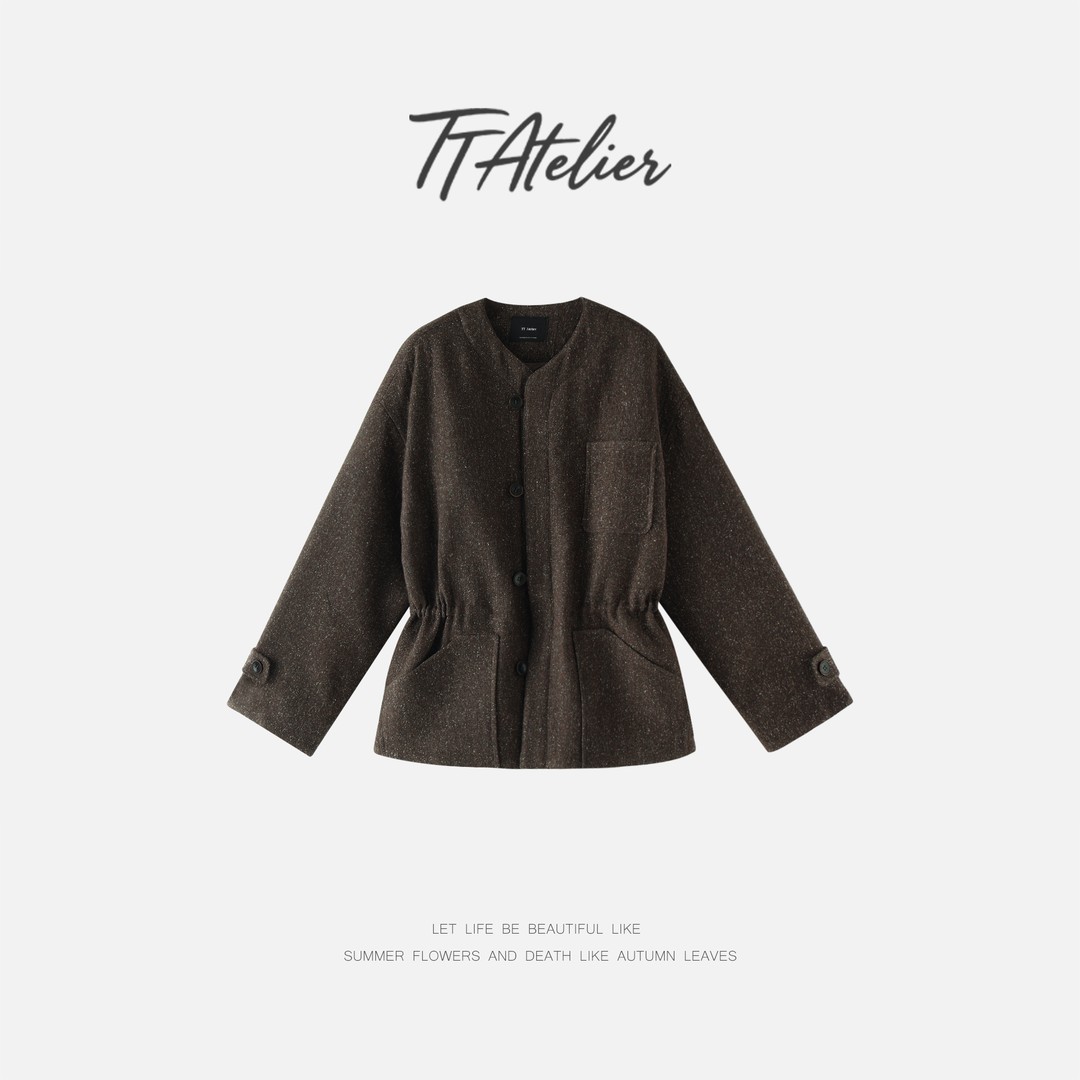 TT设计师【沁雪茉莉】复古时尚极简休闲桑蚕丝羊毛外套TT191452主图