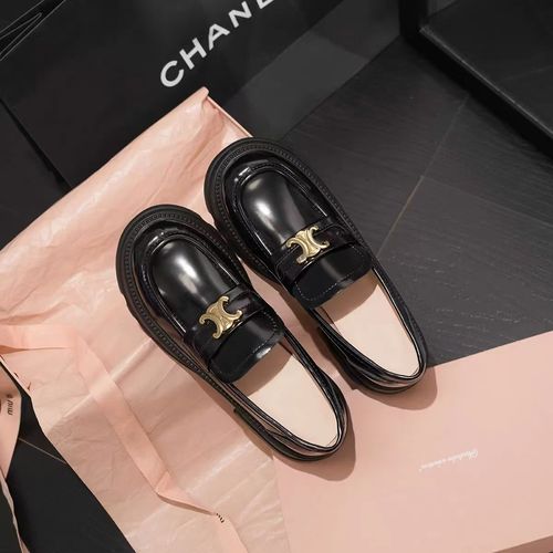 牛皮版～厚底小皮鞋女英伦风2025新款复古粗跟单鞋一脚蹬乐福鞋主图