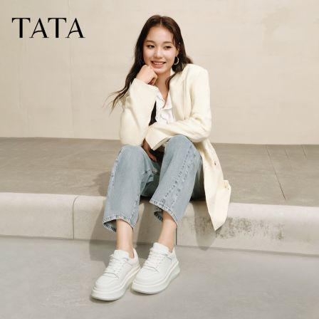 【百丽集团专场】TATA/他她小白鲸休闲厚底板鞋GCD07CM5