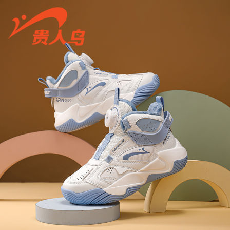 贵人鸟男童鞋2025秋冬季新款旋钮扣加绒棉鞋潮牌女大童百搭运动鞋