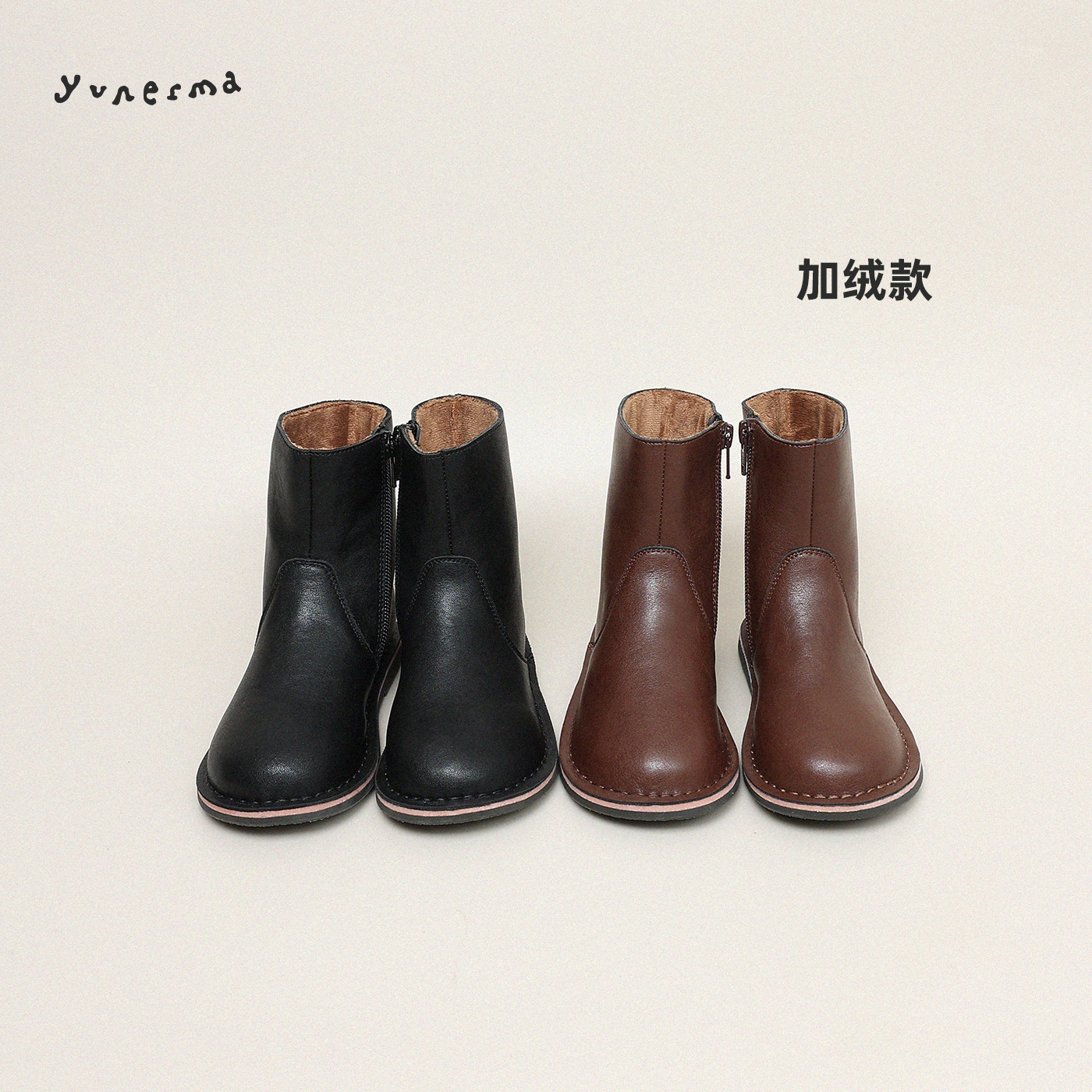 允儿妈女童冬季新款复古加绒短靴儿童秋冬加厚皮靴宝宝鞋子皮鞋潮主图