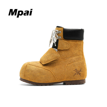 梦牌 小众胖头马丁靴复古百搭真皮防水防滑户外登山雪地靴 男女款