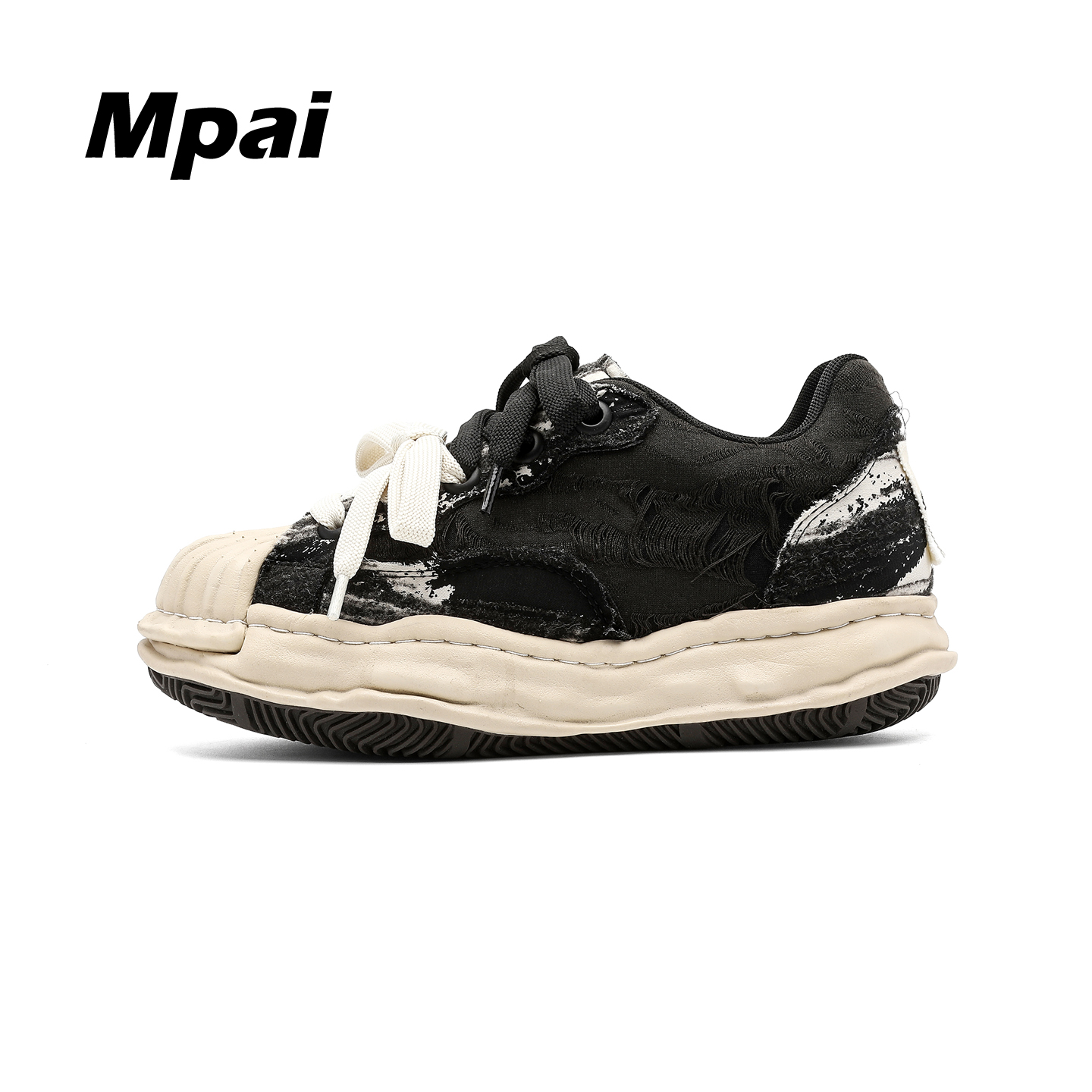 梦牌 小众贝壳头板鞋百搭双鞋带设计7CM内增高情侣休闲鞋 男女款主图