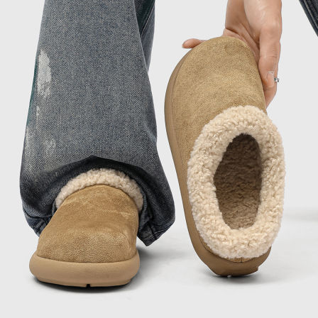 小土豆加绒加厚勃肯雪地棉鞋包头拖男冬季户外懒人套脚穆勒毛毛鞋