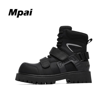 梦牌 机能风工装高帮鞋潮流百搭酷帅机车靴厚底雪地马丁靴 男女款