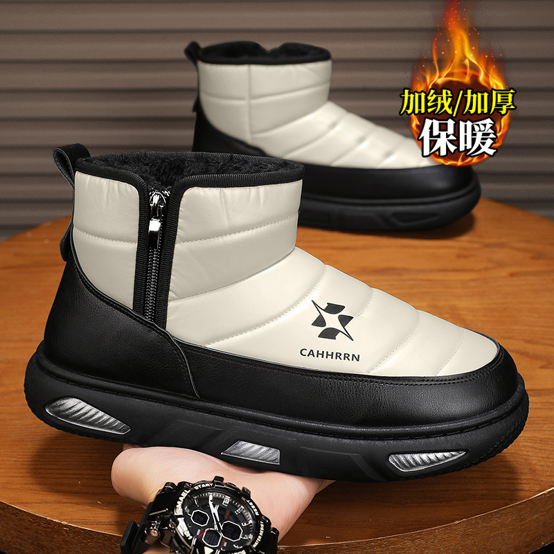 雪地靴男款冬季加绒加厚保暖大棉鞋男士皮毛一体防水防寒面包棉靴主图